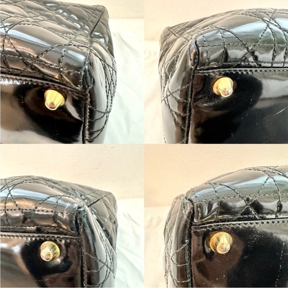 Vintage DIOR Lady Dior Bag - Large Black Quilted Patent Leather - Picture 11 of 16